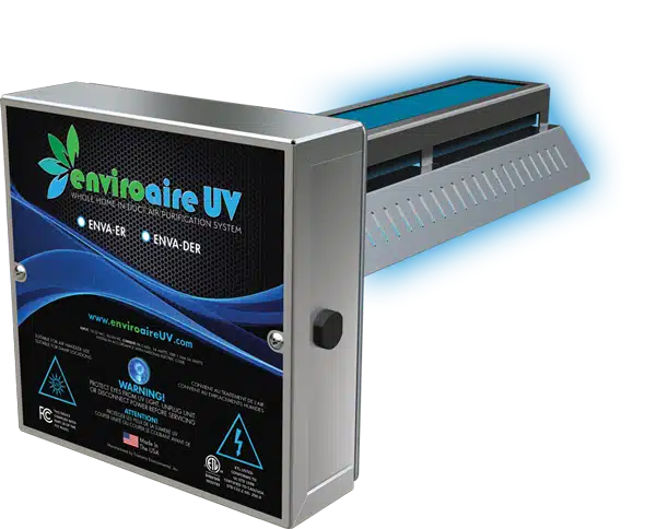 EnviroAire UV air purifier on white background.