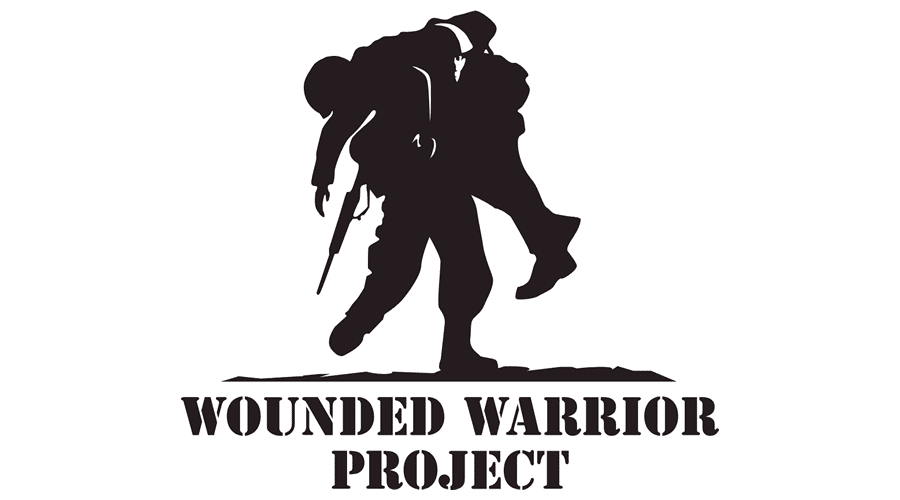 The Wounded Warrior Project logo depicting a soldier carrying another soldier on their shoulder.