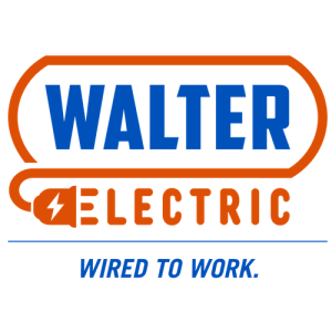 Logo that reads, "Walter Electric. Wired to work."